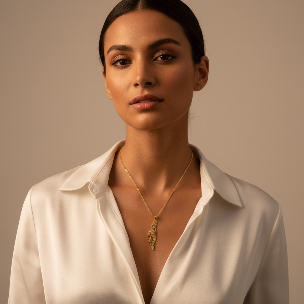 Map of Palestine Dainty Necklace